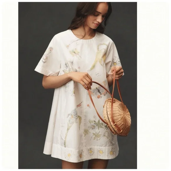 NWT Anthropologie The Swan Gossip Emmy Short-Sleeve Swing Mini Dress, XL - Picture 3 of 17